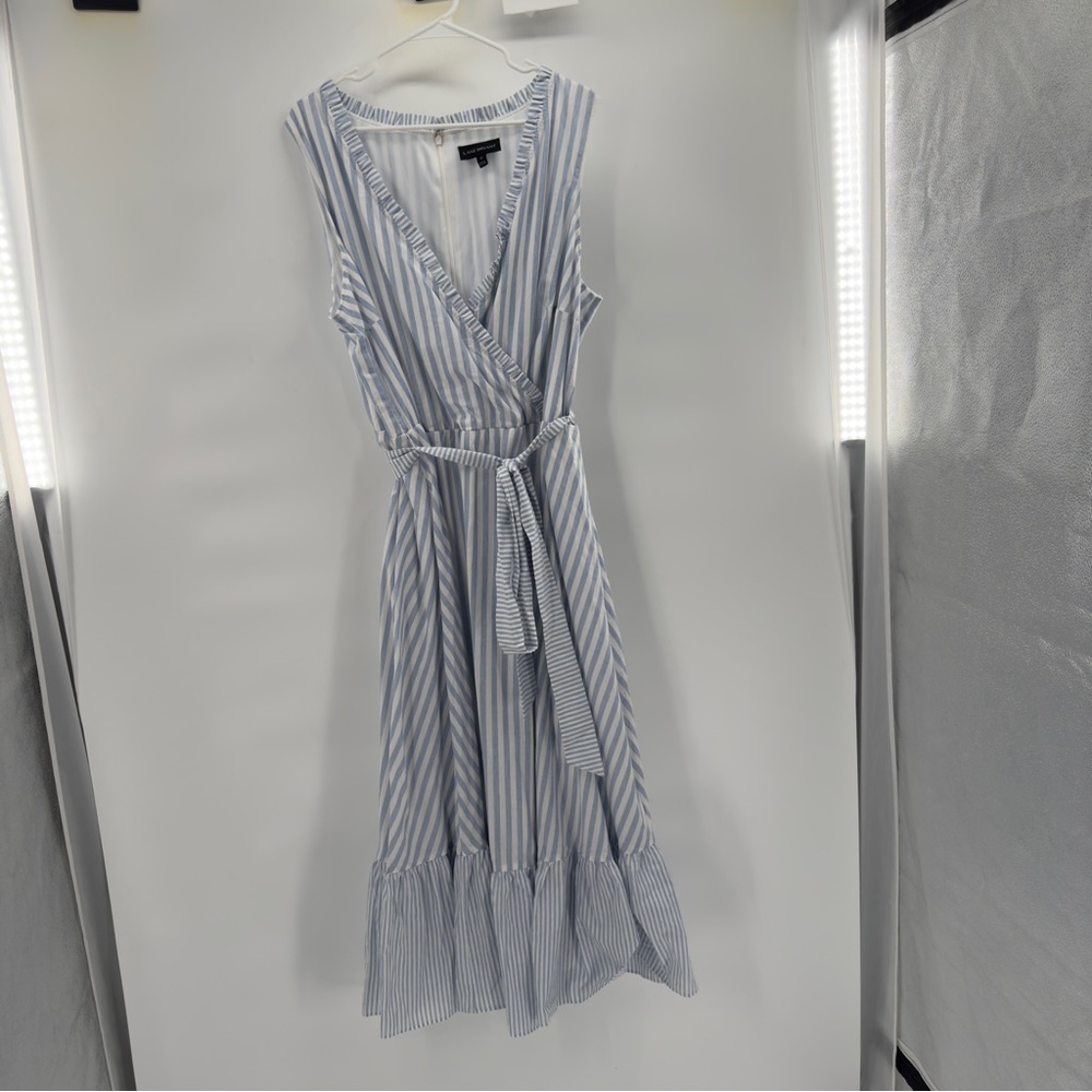 Lane Bryant Blue and White Striped Maxi Dress